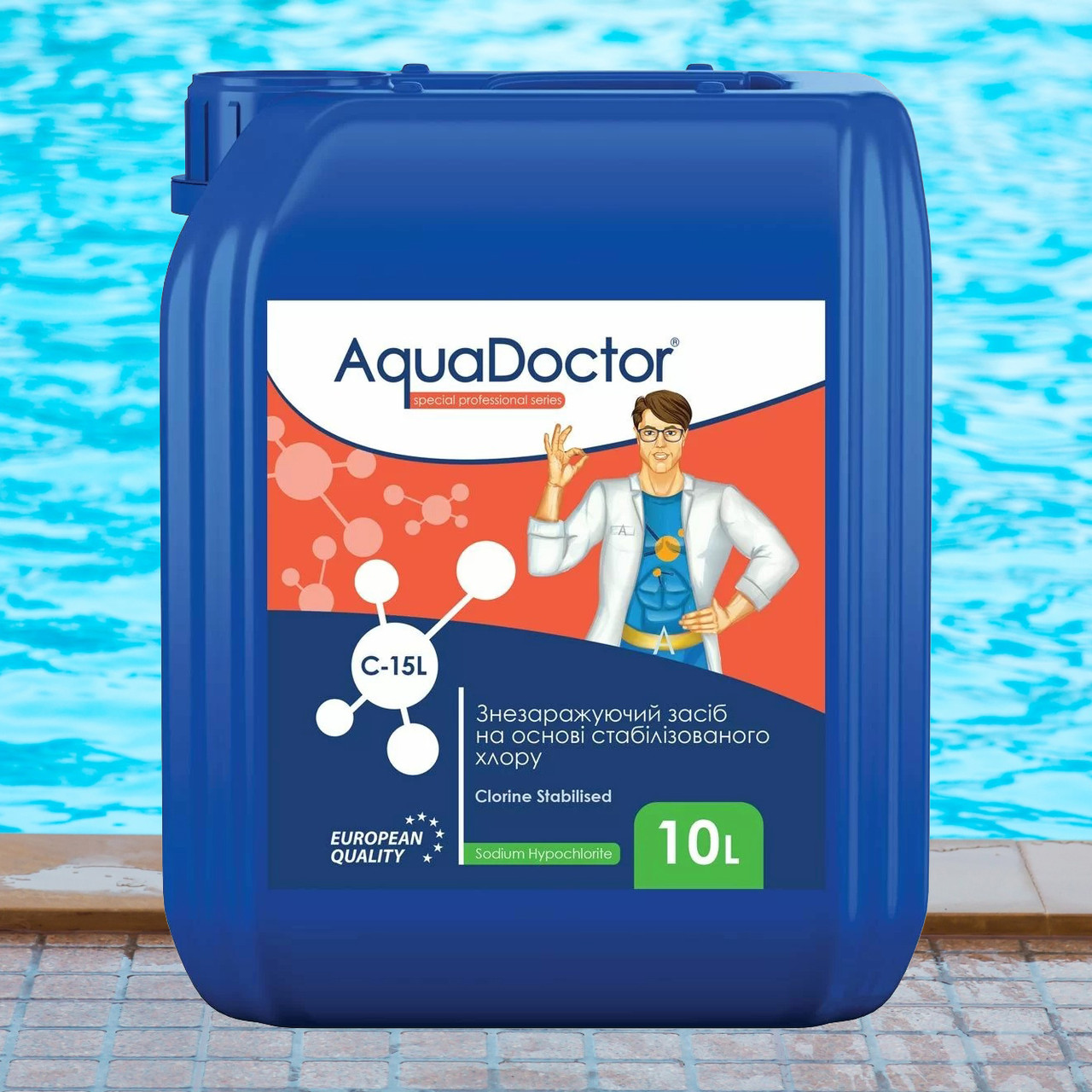 AquaDoctor C-15L рідкий хлор (гіпохлорит натрію), 20 л
