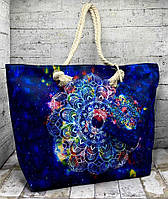 Женская летняя сумка в этно-стиле размер 59х40х18 см Темно-синий