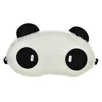 Маска для сна "Панда" меховая ткань, размер для девушек, 100% защита от света (глаза с палочками)