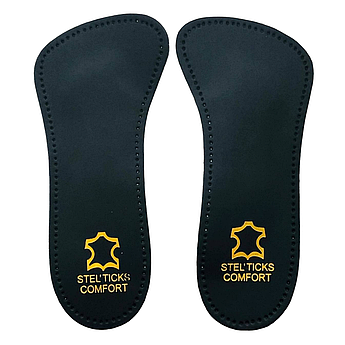 Ортопедичні напівустілки шкіряні безкаркасні Stel Ticks Comforte 35-40 р.18 см Чорний