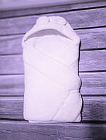 Конверт ковдра для новонародженого з капюшоном coral fleece (білий) "Duetbaby"