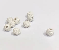 Намистини Finding Троянди круглі сфери шар Білий матовий 6 мм діаметр