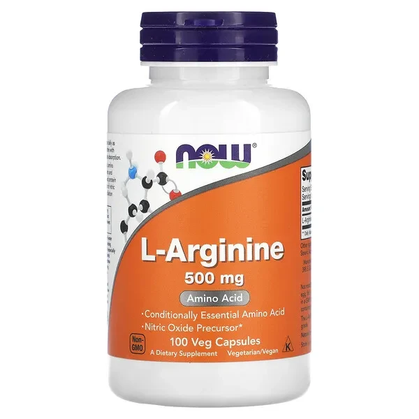 Аргінін NOW L-Arginine 500 мг — 100 кап