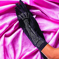 Перчатки со Стразами Skeleton Bone Elbow Length Gloves От Rhinestone Leg Avenue, Черные