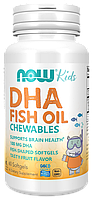 Now kids DHA fish oil 60 жевательных таблеток, омега-3 для детей, детская омега