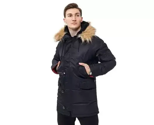 Куртка Аляска чоловіча зимова Slim Fit N-3B Black, фото 1