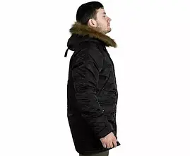 Куртка Аляска чоловіча зимова Slim Fit N-3B Black, фото 4