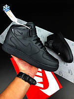 SALE ЗИМА Кросівки Nike Air Force на хутрі чорні