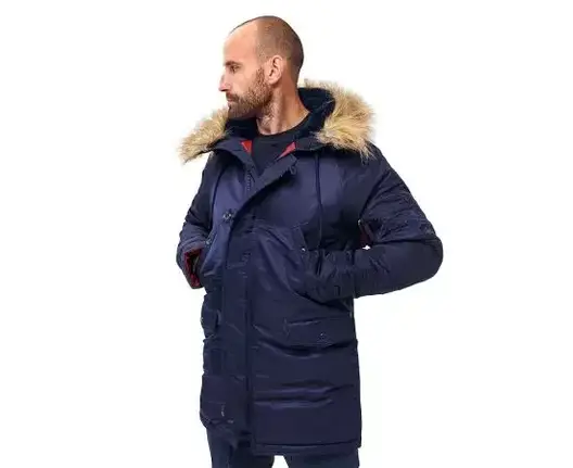 Чоловіча куртка Аляска синя Slim Fit N-3B Navy, фото 1