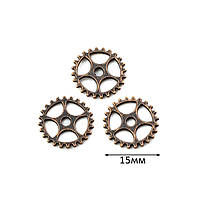 Металлическая шестеренка 15мм красная бронза 1шт SHR013