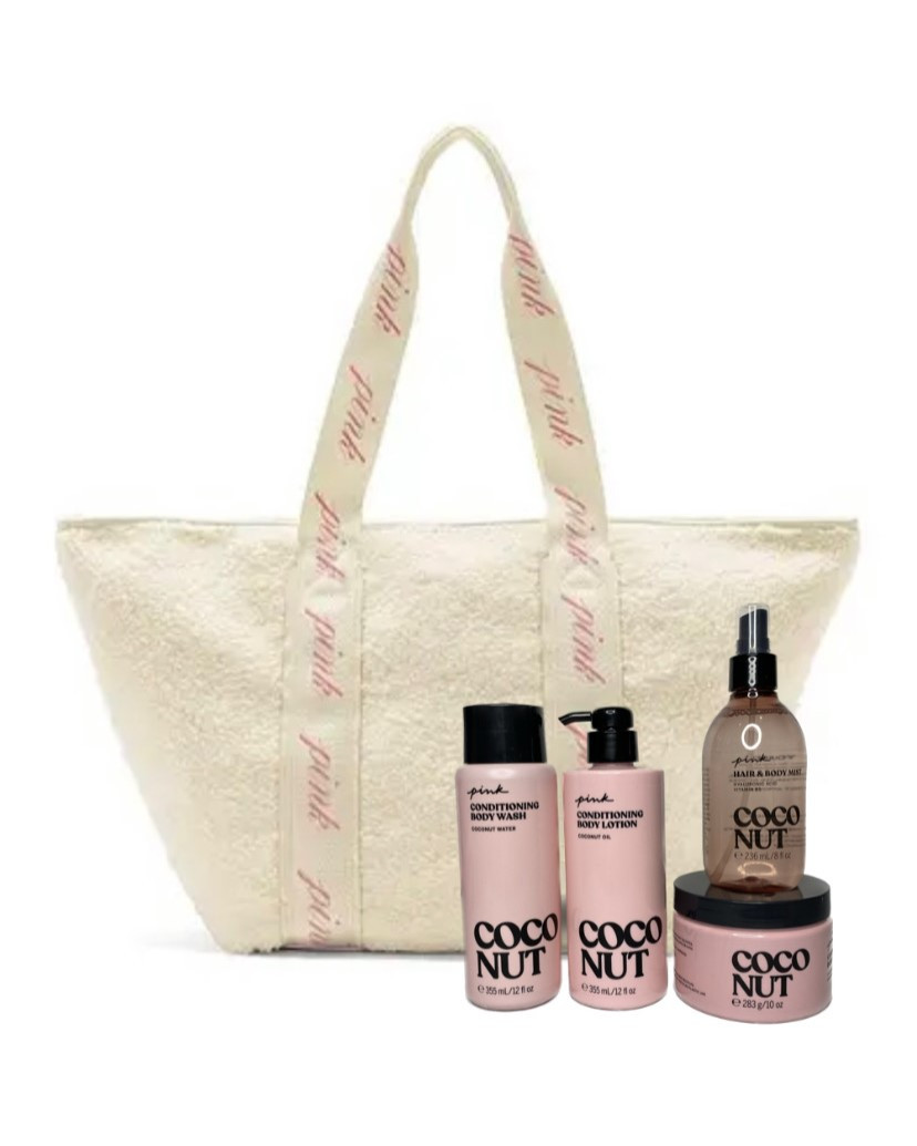 Подарунковий Набір косметики для тіла Victoria's Secret PINK Coconut Кокос у сумці, фото 1