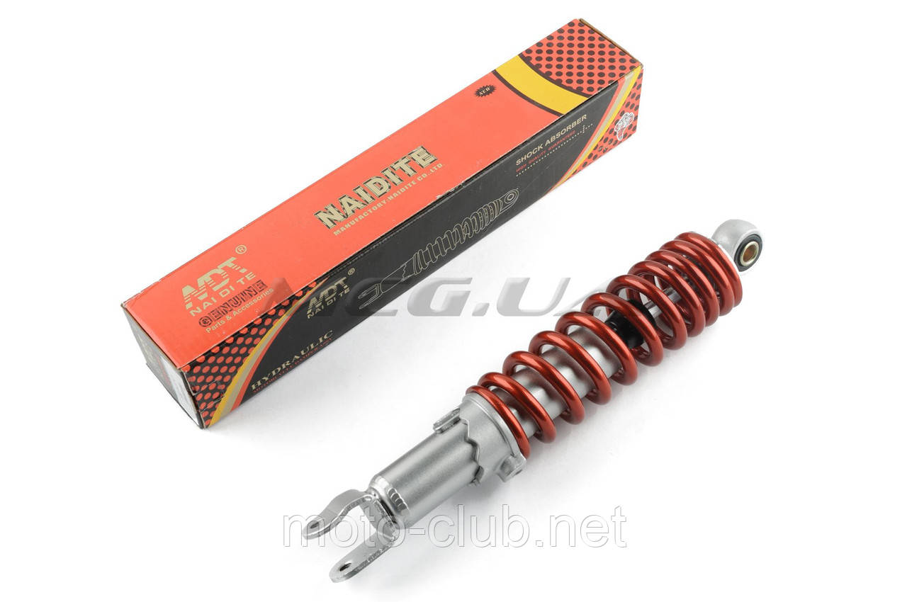 Амортизатор на скутер GY6, DIO, LEAD 280 mm, регульований "NDT" (червоний)