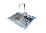 Кухонний набір: Кухонна мийка Romzha Arta U-600 B 6545 + змішувач + кошик + сифон, фото 2