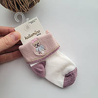 Шкарпетки з вишивкою Молочні 0-6 міс