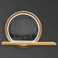 Зеркало круглое с полочкой и LED-подсветкой и сенсором Luxury Wood Sunset 60х80 см дуб натуральный