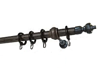 Карниз трубчатый Венге одинарный толщина 28мм с кронштейнами кольцами с крючками металлопластиковый