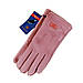Рукавички жіночі сенсорні хутро+велюр з нашивкою осінь-зима розмір S-M рожевий, фото 2