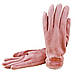 Рукавички жіночі сенсорні хутро+велюр з нашивкою осінь-зима розмір S-M рожевий, фото 4