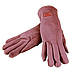 Рукавички жіночі сенсорні хутро+велюр з нашивкою осінь-зима розмір S-M рожевий, фото 5