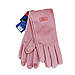 Рукавички жіночі сенсорні хутро+велюр з нашивкою осінь-зима розмір S-M рожевий, фото 8