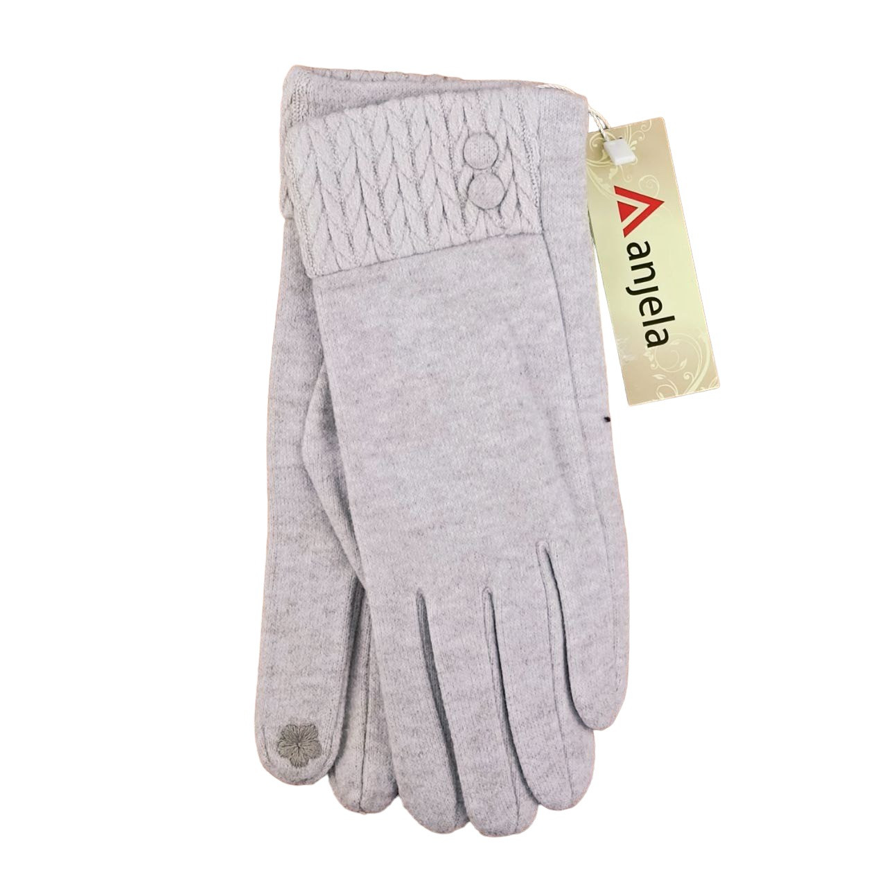 Рукавички жіночі сенсорні м'який кашемір з манжетом в'язка осінь розмір S-L бежевий, фото 1