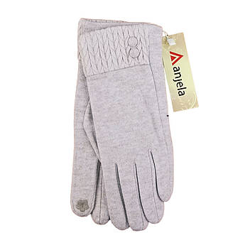 Рукавички жіночі сенсорні м'який кашемір з манжетом в'язка осінь розмір S-L бежевий