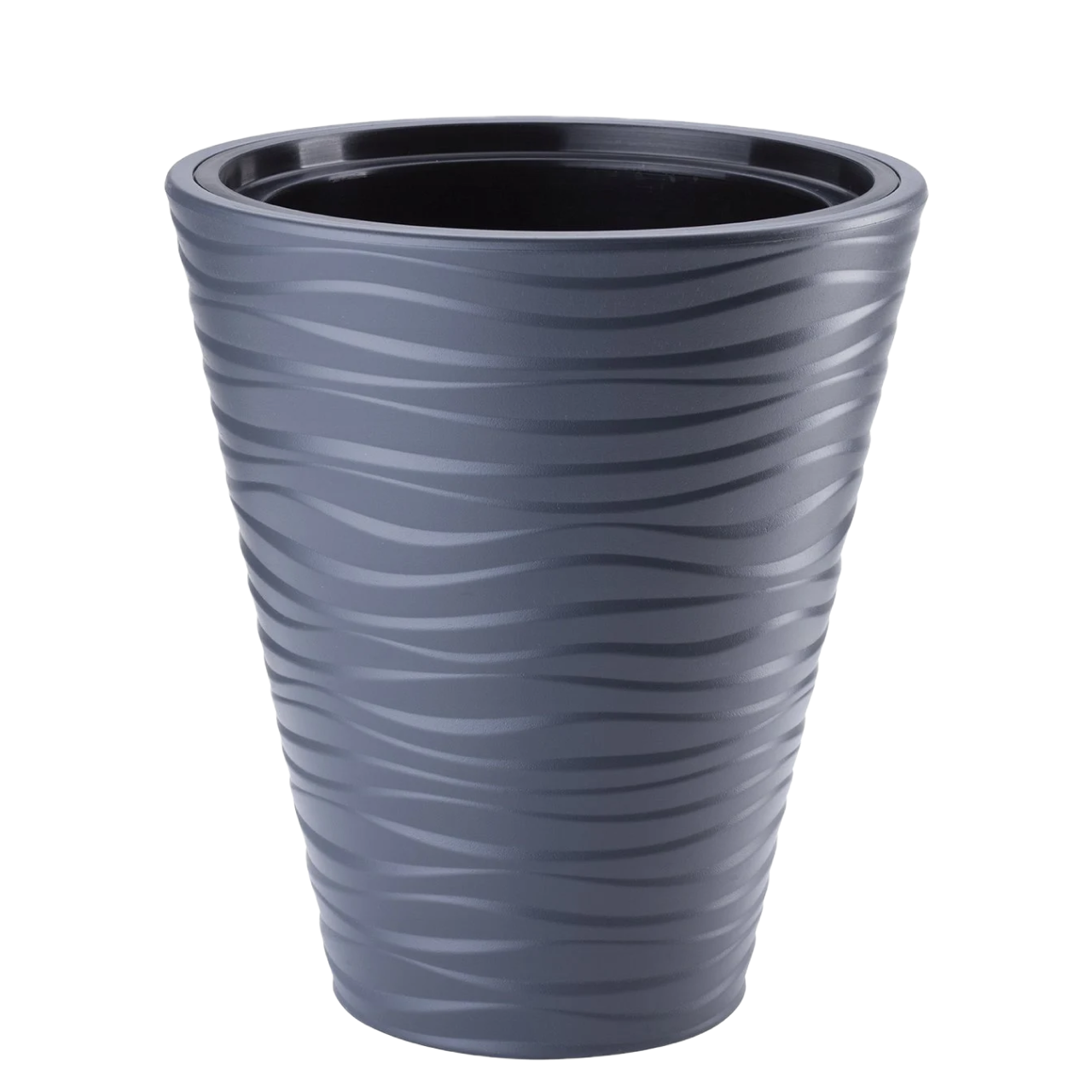 Горщик із вкладкою Сахара Дюни 40 см антрацит морозостійкий, фото 1