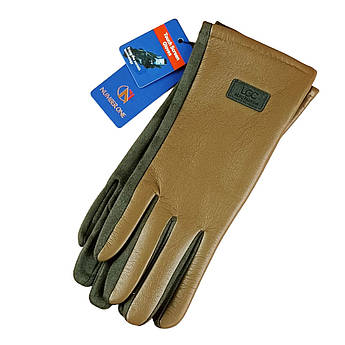 Рукавички жіночі сенсорні екошкіра + спандекс UGC осінь-зима Дизайн 1 колір зелений