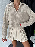 Женский укороченный свитер из плотного трикотажа Модный теплый женский свитер oversize трикотаж