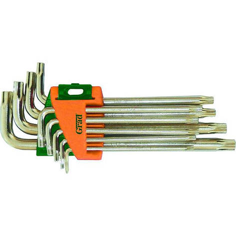 Ключі TORX 9 шт T10-T50мм CrV (середні з отвер) GRAD (4022285), фото 1