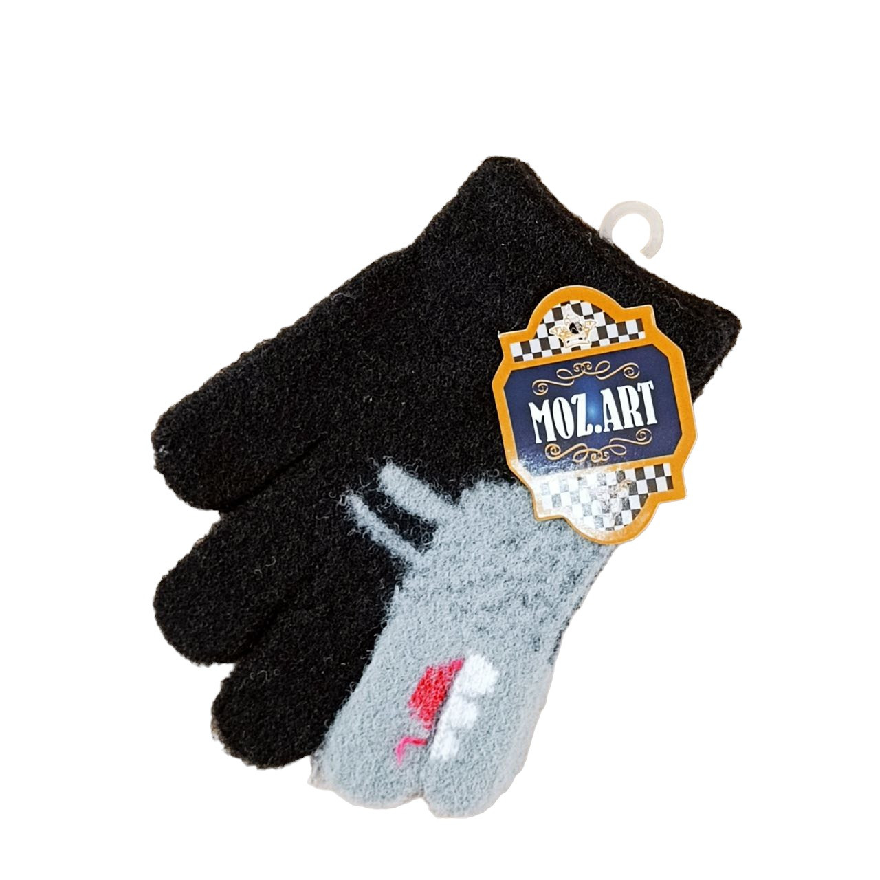 Рукавички дитячі Діно з начосом 2,5-5 роки осінь колір чорний із сірим, фото 1