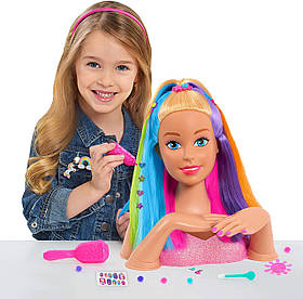 Голова манекен для створення зачісок і манікюру лялька Барбі Barbie Rainbow Sparkle Deluxe Styling Head