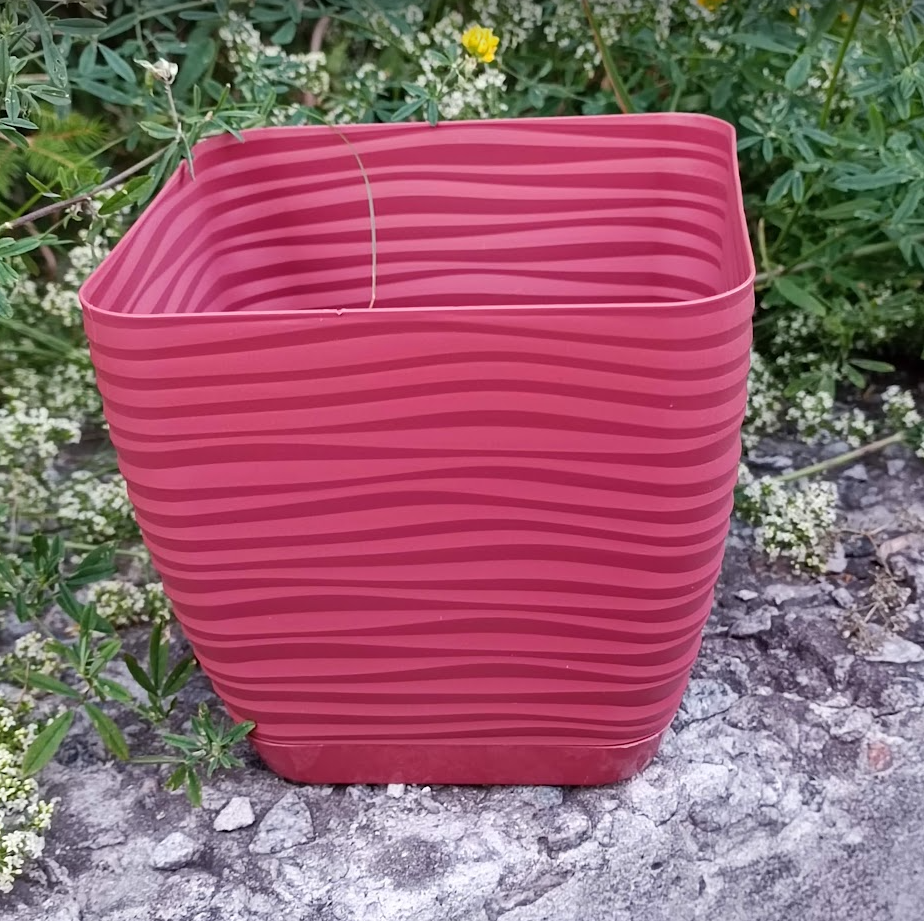 Горщик Сахара Квадро 15 см з піддоном Марсала, фото 1