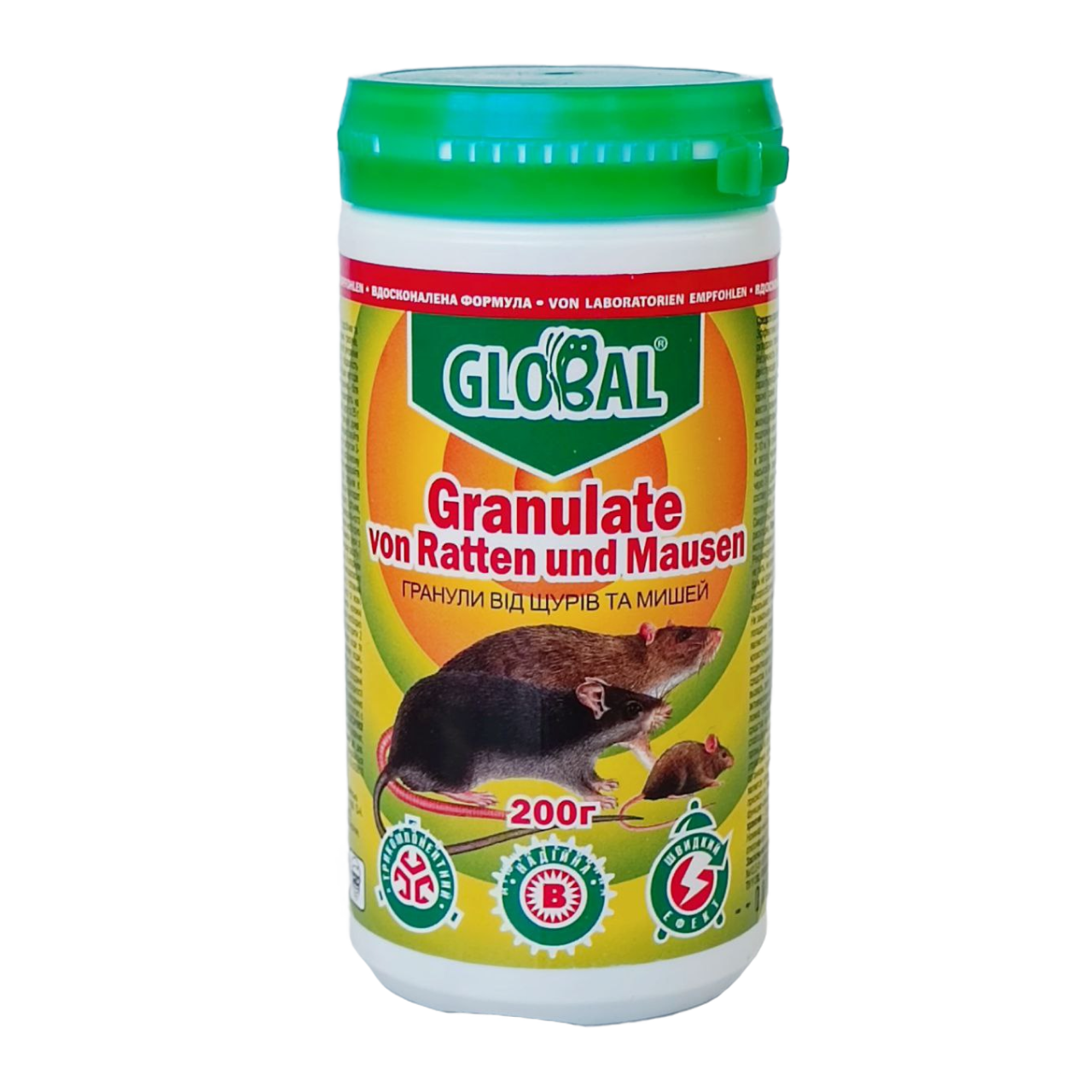 Гранули від щурів і мишей Global 200 г, фото 1