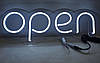 Неонова Led вивіска OPEN (відкрито) Біла 400х130 мм з пультом, фото 7