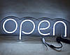 Неонова Led вивіска OPEN (відкрито) Біла 400х130 мм з пультом, фото 8