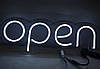 Неонова Led вивіска OPEN (відкрито) Біла 400х130 мм з пультом, фото 9