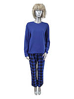 Пижама женская синяя модель 001, размер 48, 100% хлопок