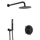 Чорна душова система прихованого монтажу із змішувачем для раковини, душовий гарнітур Kroner, фото 3