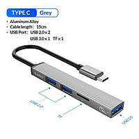 USB-хаб ORICO AH-W13F USB Type-C to USB 3.0 + 2.0 hub 15см портативний тонкий концентратор