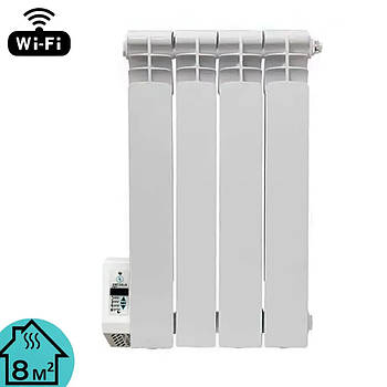 Електрорадіатор масляний алюмінієвий Electro Elite 4WEL, Wi-Fi ,4 секції,8м2, програматор зліва, 400Вт