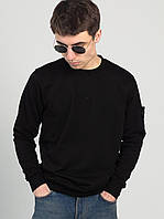 Мужской свитшот Stone Island (черный) красивый стильный молодежный с вышитым логотипом А10357