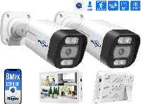 Комплект видеонаблюдения на 2 IP камеры Hiseeu POE 8Мп с монитором