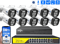 Комплект видеонаблюдения на 10 IP камер Hiseeu 8Мп POE