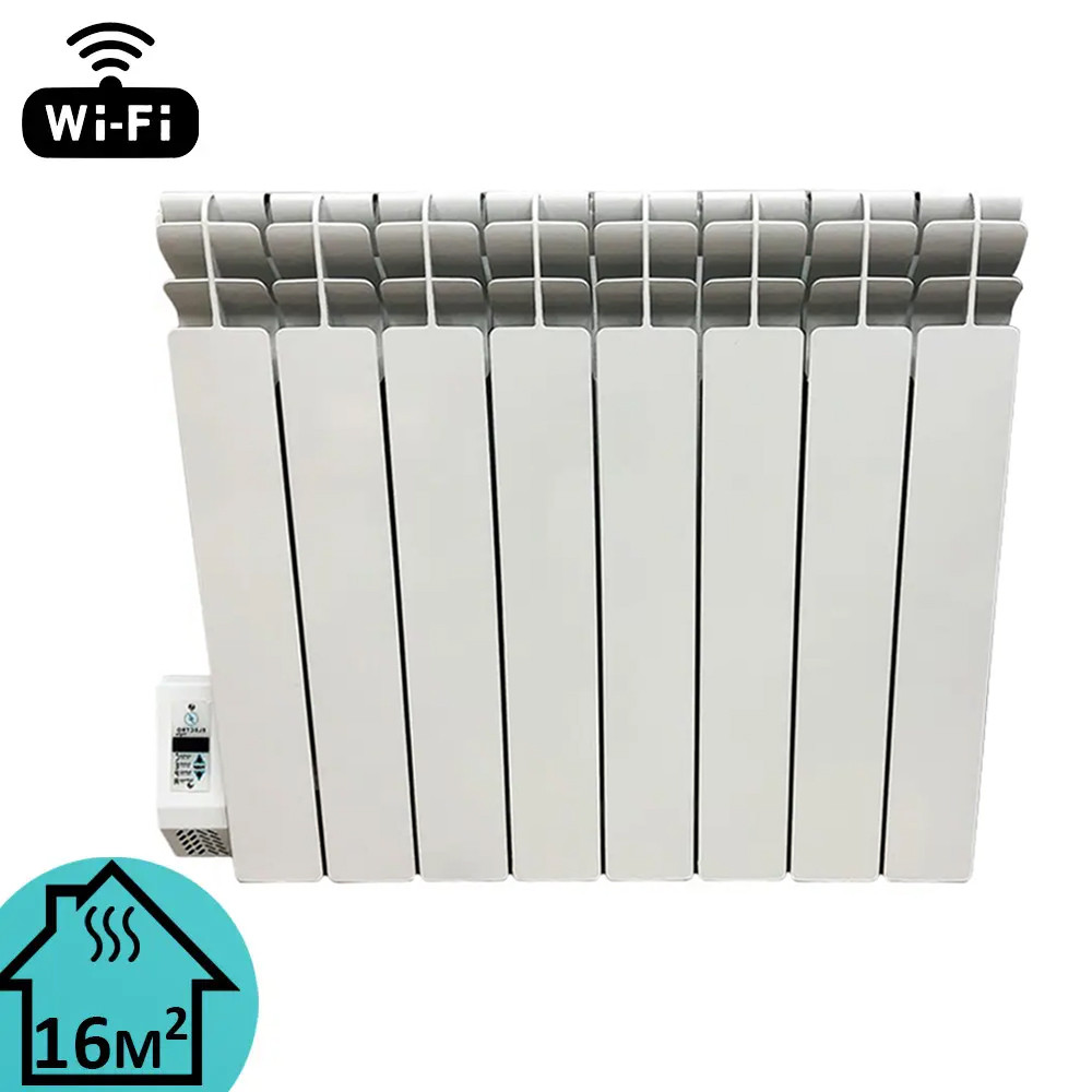 Електрорадіатор масляний алюмінієвий Electro Elite 8WEL, 8 секцій,16м2,Wi-Fi програматор зліва, 1000 Вт, фото 1