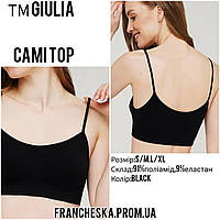 Бесшовный женский черный топ на тонких бретелях CAMI TOP (Giulia)