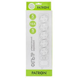 Мережевий фільтр живлення Patron 5.0 m3*1mm2 SP-1055 5 розеток BLACK EXT-PN-SP-1055 smart
