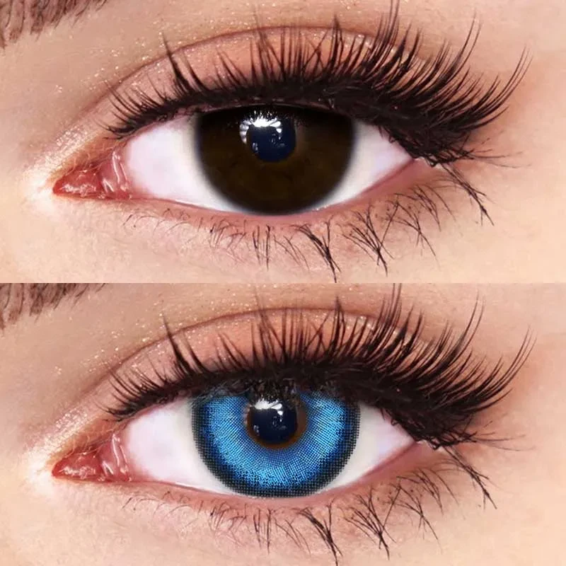 Ярко-синие цветные контактные ЛИНЗЫ для глаз, отличное перекрытие своего цвета.+ КОНТЕЙНЕР для хранения. - фото 3 - id-p2048287329