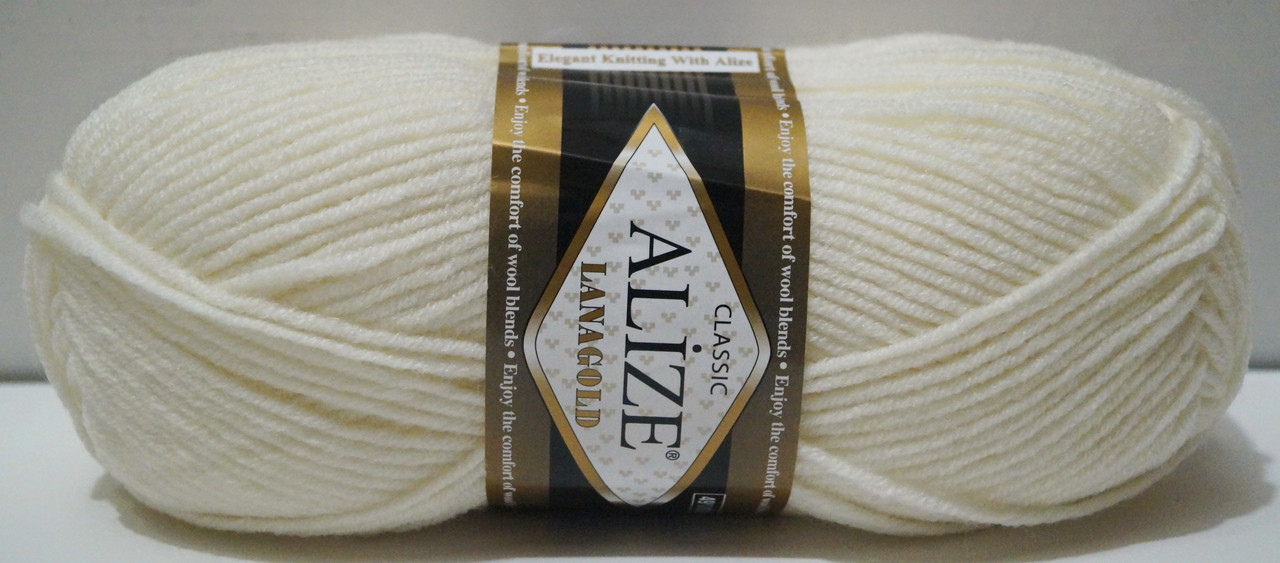 Нитки пряжа для в'язання напіввовна Lana Gold Лана Голд № 450 - перловий