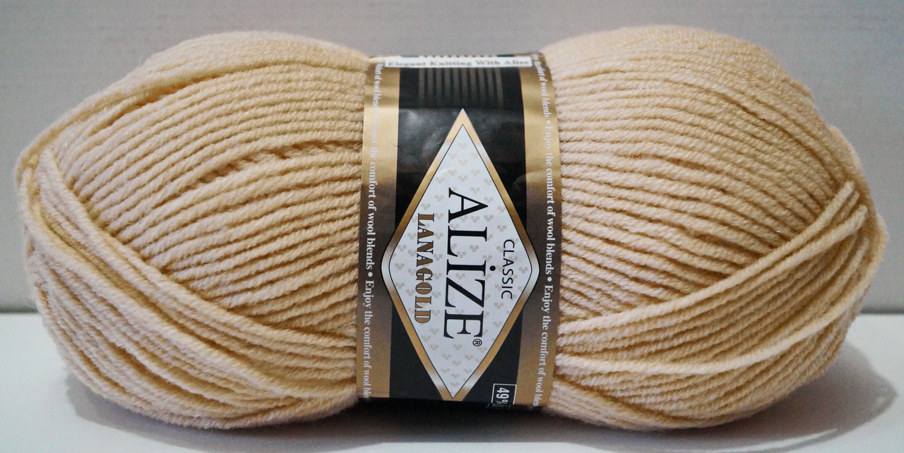 Нитки пряжа для в'язання напіввовна Lana Gold Лана Голд № 680 - медовий, фото 1